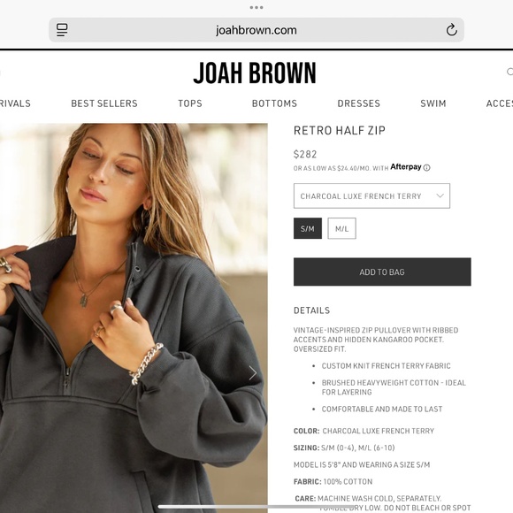 Joah Brown Retro Half Zip Black S/M